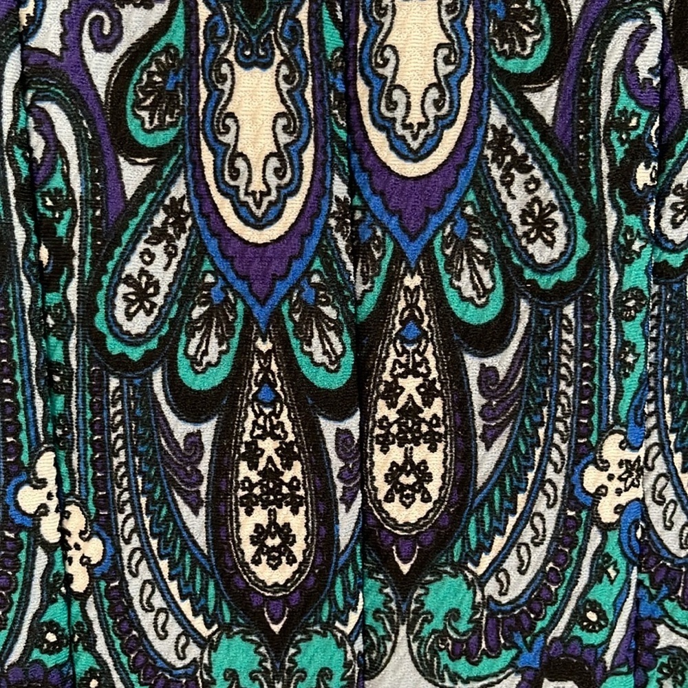 Haani New York Petite Blue Multicolored Paisley Print Bohemian Fit & Flare Dress - Picture 11 of 13
